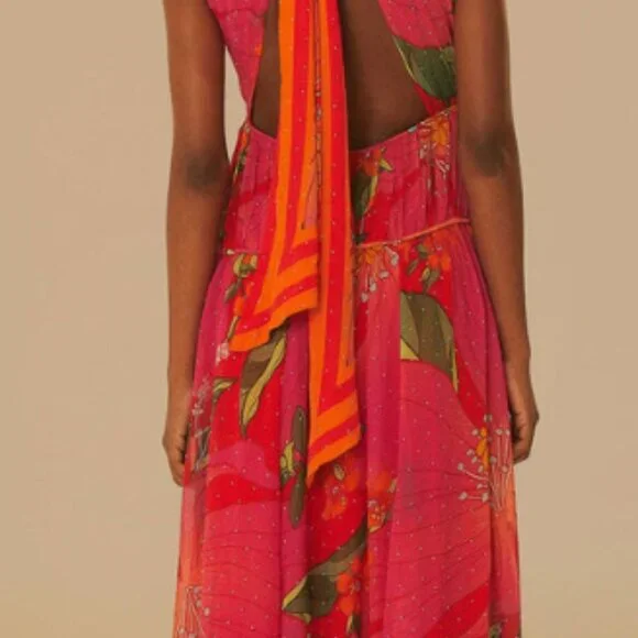 Farm Rio Red Pietra Maxi Dress - small (NWT) - Picture 4 of 7